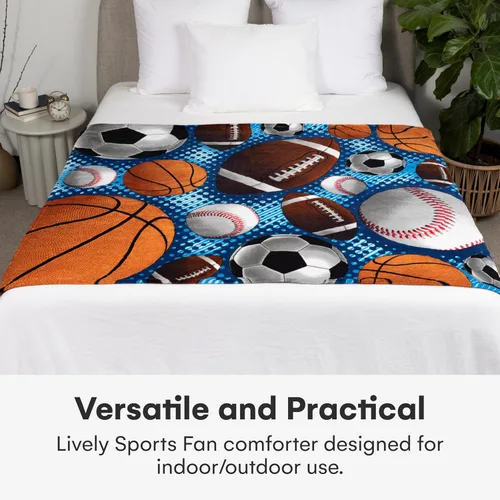 Miniatura 7 de Dawhud Direct Manta de forro polar deportivo para cama, 50x60 pulgadas, manta de forro polar para aficionados al deporte para adultos y niños - II