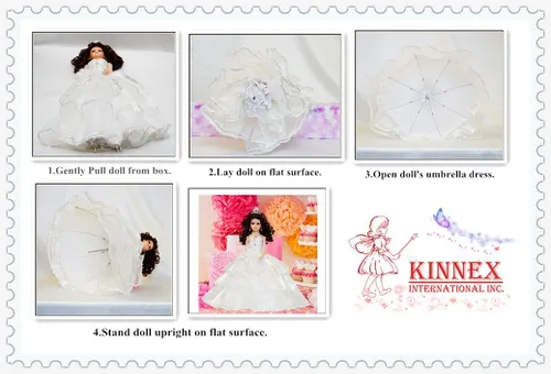 Miniatura 2 de Kinnex Collections - Paraguas de quinceañera de porcelana de 28 pulgadas para muñeca de quinceañera (pieza de centro) ~ KK28200 ~ (Coral)