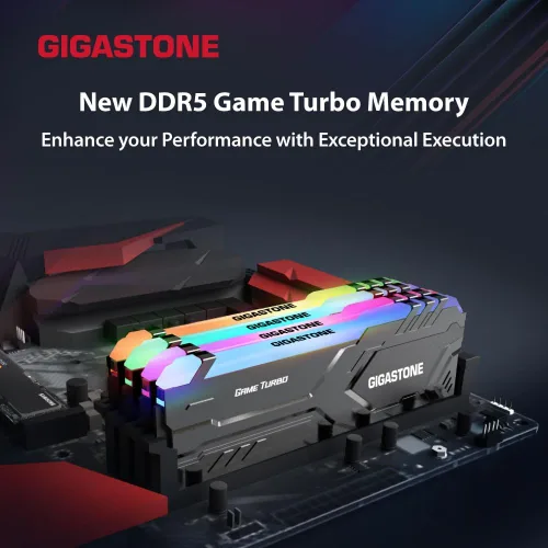 Miniatura 2 de 【RAM DDR5 RGB】 GIGASTONE Game Turbo 64 GB Kit (4 x 16 GB) DDR5 6000 MHz PC5-48000 CL40-40-40-76 Intel XMP 3.0 AMD Expo 1.3V UDIMM 288 pines sin