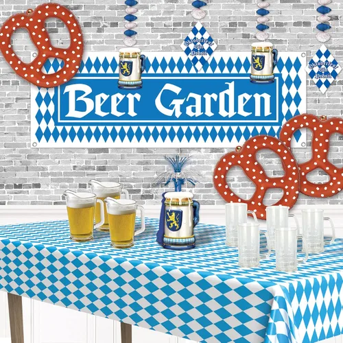Miniatura 5 de Beistle 6 pretzels bávaros inflables en marrón/blanco, decoración de fiesta de Oktoberfest con temática alimentaria alemana, accesorios de fiesta