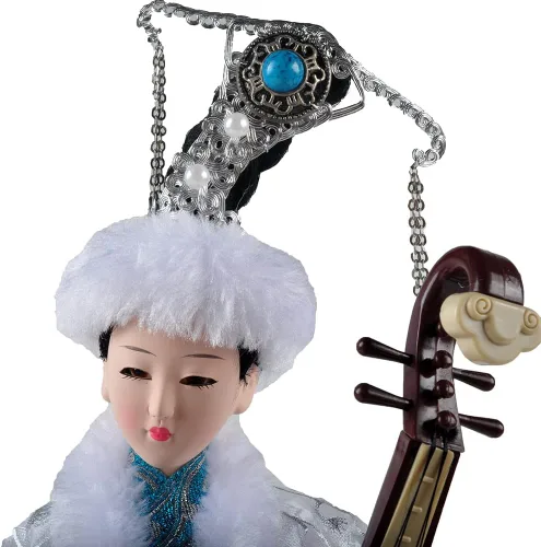 Miniatura 5 de Figura de seda de artesanía tradicional china de 12 pulgadas, adornos coleccionables de personajes antiguos chinos para decoración del hogar (blanco)
