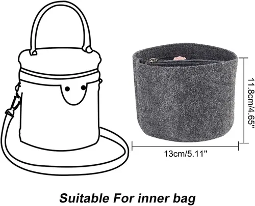Miniatura 2 de WADORN Inserto organizador de bolso de fieltro, forro de inserción de bolso para LV Cannes, organizador de bolsa redonda con forma de barril, bolsa