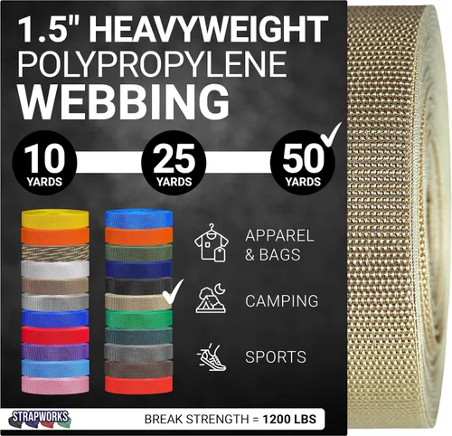 Miniatura 37 de Strapworks Heavyweight Polypropylene Webbing - Heavy Duty Poly Strapping for Outdoor DIY Gear Repair, 1.5 Inches