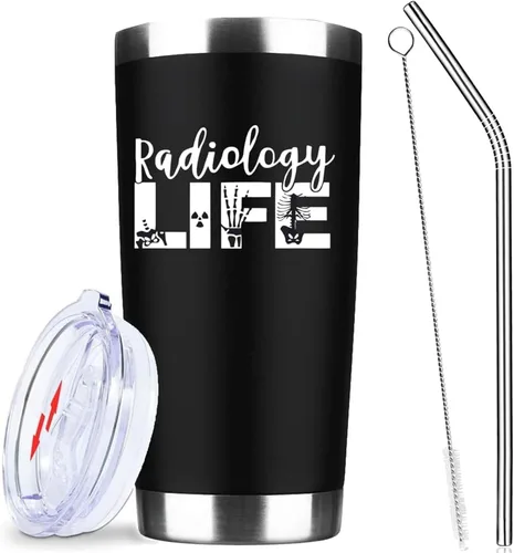 Miniatura 12 de Greys Grays Anatomy Merchandising, mercancía de programa de televisión, vaso de café helado de acero inoxidable aislado de 20 onzas con tapa, popote