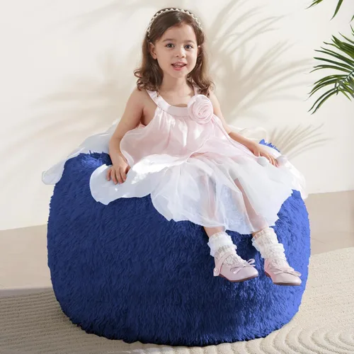Miniatura 34 de Bean Bag Cover (No Filler) Soft Faux Fur Stuffed Animal Bean Bag Storage, Fluffy Plush Bean Bag Chair Cover Washable, Comfy Bean Bag Covers for Dark