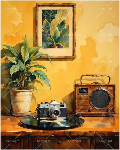 TAOPAOLAB Kit de pintura de radio retro por números para adultos, pintura vintage de radio y cámara sobre lienzo de 16 x 20 pulgadas, juego de