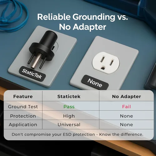 Miniatura 6 de Adaptador de Enchufe Negro con Conector Banana Jack, Conexión a Tierra Universal de Salida de 3 Clavijas, Control ESD, Plástico Ligero Irrompible, 2