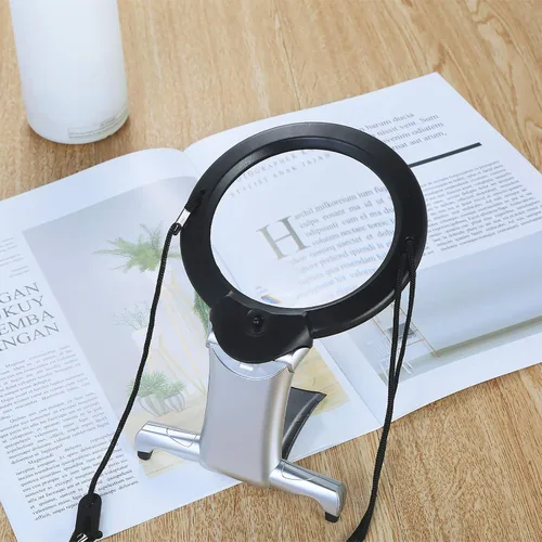 Miniatura 3 de Lupa de lectura, manos libres para el cuello, lupa de mano grande iluminada, lupa de escritorio con luz LED para trabajo cercano, lectura, costura