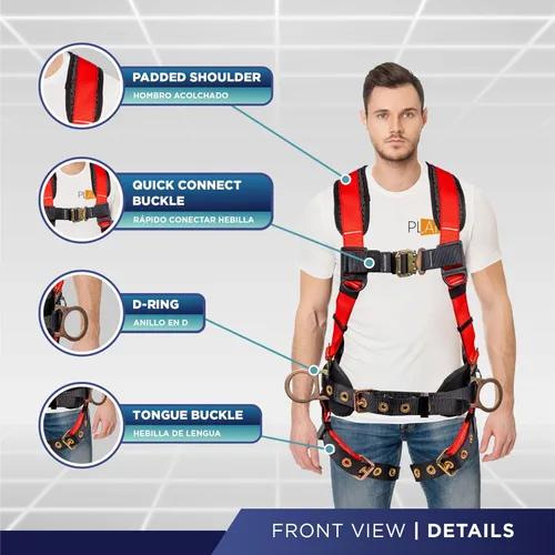 Miniatura 2 de Palmer Safety Arnés de seguridad de protección contra caídas Hammerhead Series Kit de seguridad I Arnés Premium + Cordón + Kit de extensor de anillo