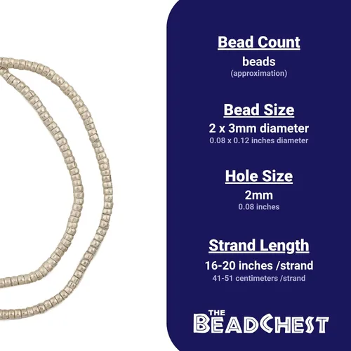 Miniatura 4 de The Bead Chest Cuentas etíopes Heishi de metal blanco (juego de 2)