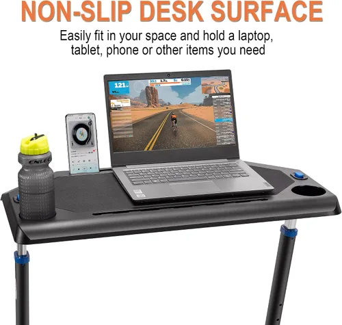 Miniatura 3 de CXWXC Indoor Cycling Desk - Adjustable Height Bike Deak Laptop Stand Non-Slip Surface - Portable Bike Trainer Fitness Desk with Lockable Wheels