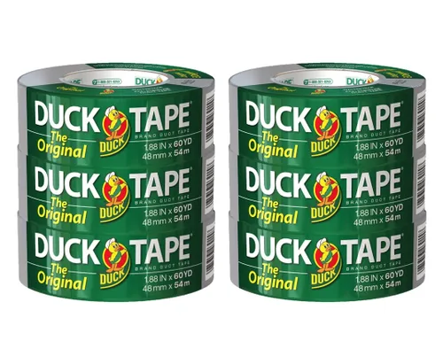 Miniatura 11 de La marca original de cinta adhesiva Duck Tape, paquete de 12 unidades de 1.88 pulgadas x 45 yardas, 540 yardas en total, plateada (284358)