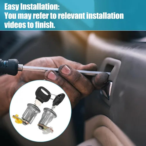 Miniatura 4 de ACROPIX Cilindro de cerradura de puerta de repuesto para Mazda B2200 - Paquete de 4 unidades, tono plateado, negro