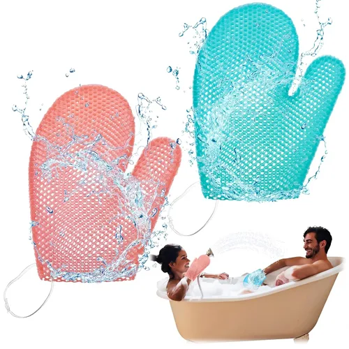 Miniatura 10 de Karenhi 2 guantes exfoliantes de panal de abeja, guantes de baño para spa, guante exfoliante de panal para ducha corporal, esponja para ducha, Negro