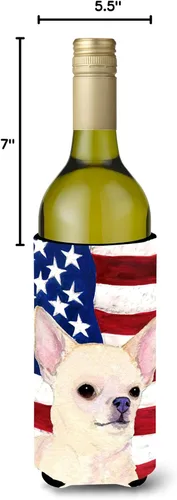 Miniatura 2 de Caroline's Treasures SS4228LITERK USA American Flag with Chihuahua Wine Bottle Hugger Bottle Cooler Sleeve Hugger Machine Washable Collapsible