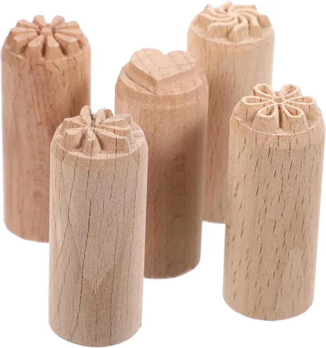 Miniatura 8 de Beavorty Juego de 5 sellos de madera para cerámica, de madera, arcilla, columna para manualidades, álbumes de recortes y textura de cerámica