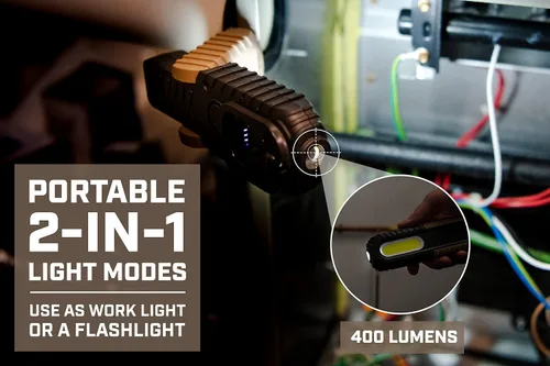 Miniatura 2 de Spec Ops Tools - Luz de trabajo LED recargable para construcción y uso en el lugar de trabajo, base impermeable y magnética con gancho y 3 modos