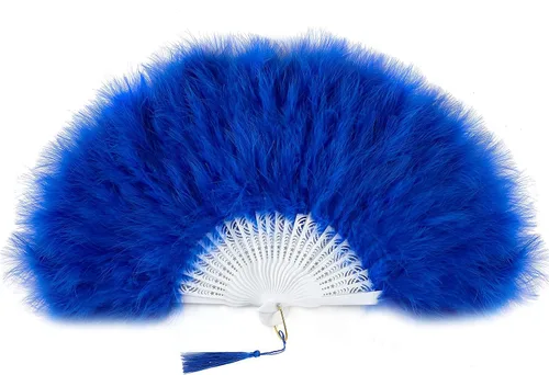 Miniatura 17 de BABEYOND Abanico de plumas de marabú estilo vintage de los años 20, abanico plegable de mano, para disfraz, baile, espectáculo, fiesta de té, Negro