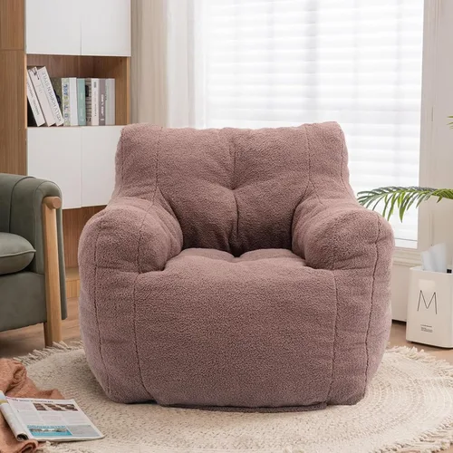 Recaceik Sillas Puf, Silla Puf Suave Acolchada con Relleno, Silla Sofá Perezoso Esponjoso Tipo Tumbona, Cómoda Silla Puf Gigante para Dormitorio,