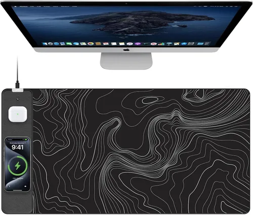Miniatura 11 de TopMade Alfombrilla de Mouse de Carga Inalámbrica, Alfombrilla de Mouse para Juegos RGB, Alfombrilla de Escritorio para Oficina en Casa, 31.5" x RGB