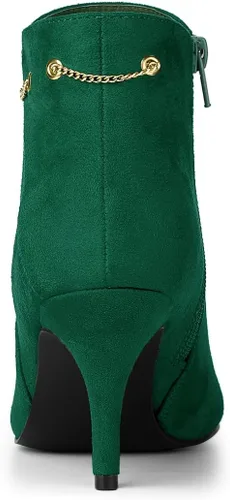 Miniatura 3 de Allegra K Botines de tacón de aguja con cremallera lateral y punta puntiaguda para mujer