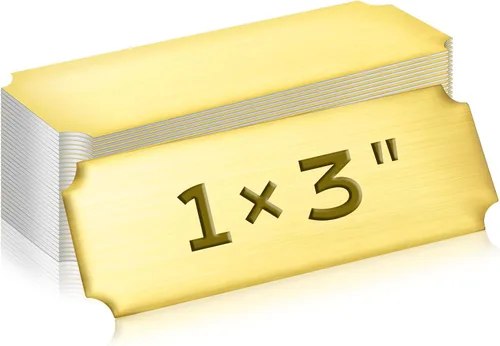 Miniatura 30 de Therwen 30 Piezas Placas de Nombre Grabadas con Láser de Acero Inoxidable Cepillado Placa Personalizada Placa en Blanco Etiqueta de Nombre Negro
