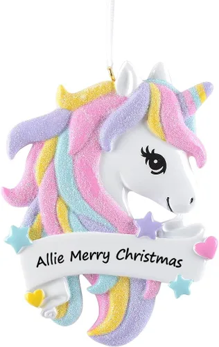 Adornos personalizados de unicornio 2025, adorno de Navidad de unicornio rosa, decoración de vacaciones, adornos de Navidad de unicornios para