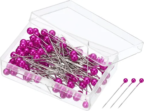 Miniatura 11 de PATIKIL Alfileres de costura perlados, 1 juego de agujas de cabeza de bola de acero inoxidable para decoración de modista, color azul