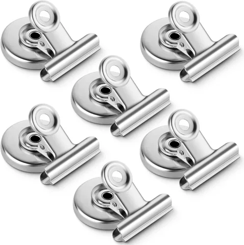 Miniatura 18 de Grtard Paquete de 12 clips magnéticos, imanes de nevera, clips magnéticos fuertes resistentes, clip magnético para pizarra blanca para oficina, Negro