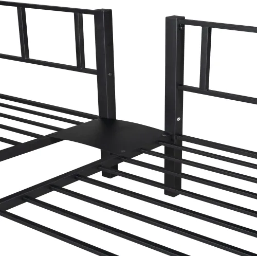 Miniatura 5 de Litera triple con escalera y cabecero, se puede dividir en 3 camas individuales, color negro