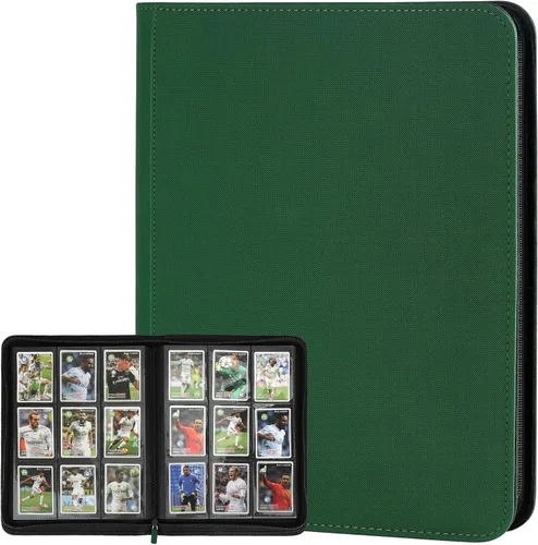 Miniatura 59 de GERMUN Carpeta de tarjetas de poliuretano, 16 bolsillos, carpetas de soporte premium para más de 1000 tarjetas, álbum de bolsillo de doble cara