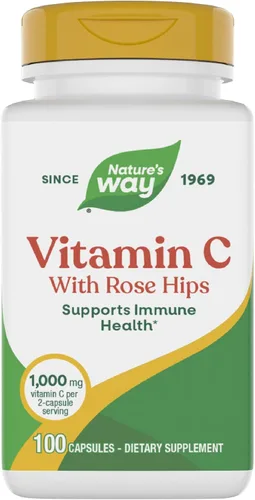 Nature's Way Vitamina C-500 con Rose HIPS; 1000 mg por porción; 100 cápsulas