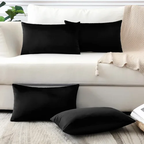 Miniatura 28 de OTOSTAR Juego de 4 fundas de almohada decorativas de terciopelo suave, fundas de cojín lumbares sólidas, fundas de cojín lujosas para sofá
