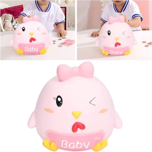 Miniatura 2 de Hucha de pollo de dibujos animados para niños, banco de monedas de vinilo de gran capacidad, caja de dinero irrompible pintada a mano para niños