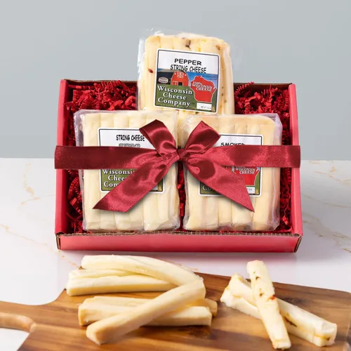 Miniatura 2 de Wisconsin Cheese Company - Caja de regalo de queso 100% Wisconsin - Cuerda original, jalapeño y ahumada Perfecto para fiestas, tableros