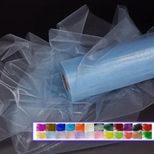 Rollos de tela de tul de organza, organza cristal de 12" por 50 yardas (150 pies), carrete de malla de nailon transparente sedoso y brillante para