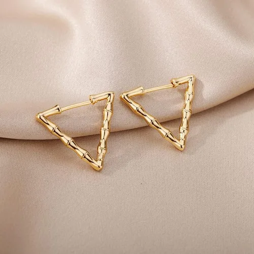 Miniatura 3 de SPRING YOW - Aretes de aro triangulares para mujer, de color plateado, geométrico, en forma de V, accesorios de joyería de moda, dorado, E2310G-3