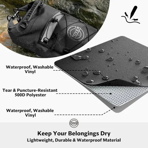 Miniatura 2 de STOVER 5/10/25/30/40/55L Waterproof Dry Bag- Roll-Top Backpack w/Phone Case- Kayaking, Hiking, Camping, Boating- Men/Women 25L Negro