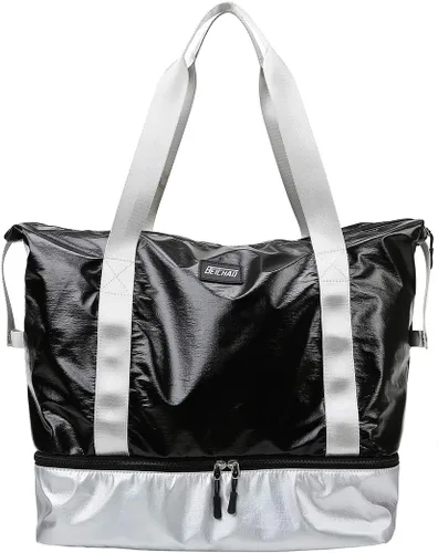 fancyfree Bolsa de doble capa, bolsa de viaje grande con compartimento inferior para zapatos, bolsa de lona ideal para mujeres y hombres