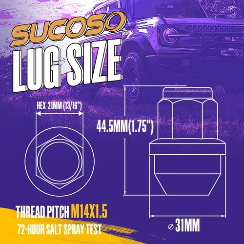 Miniatura 2 de Tuercas de llanta de 14 x 1.5 para Ford F150 2015-2024, diseño sólido de una pieza para F-ord Expedition F-150 Lincoln Navigator en ruedas de Negro