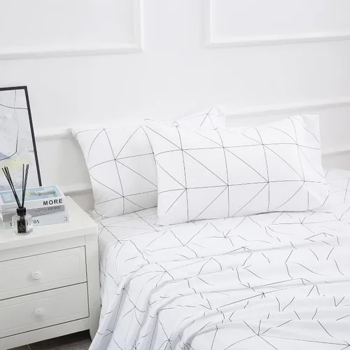 Miniatura 53 de Juego de sábanas de cama de 4 piezas - Tamaño completo - Juego de sábanas de cama de microfibra suave y duradera, bolsillo profundo, resistente a