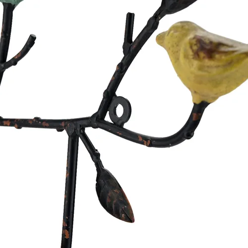 Miniatura 8 de SOFFEE DESIGN Perchero vintage de pared con 3 ganchos, pájaros de pie en rama de árbol con pintura rústica, resistente soporte para llaves