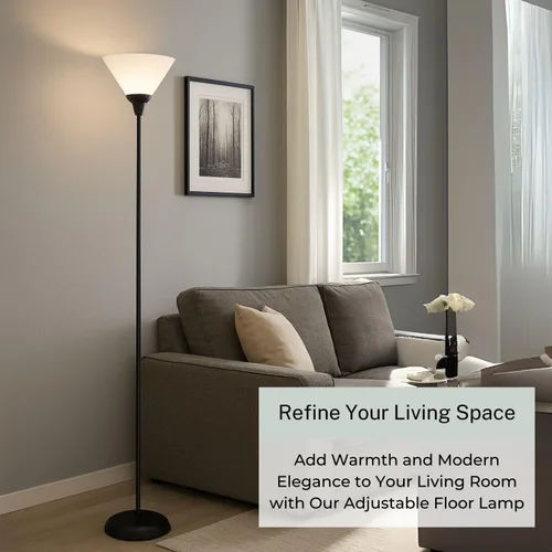 Miniatura 2 de Lámpara de suelo Light Accents con pantalla color blanco, 100 W, negro, 6113-21, 100.00watts Lámpara Torchiere Negra