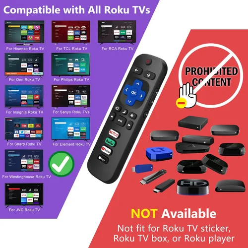 Miniatura 2 de 【Paquete de 2】 para reemplazo remoto Roku-TV, control universal para televisores TCL, ONN, Hisense Roku Para televisores Roku RC280 2 Pack