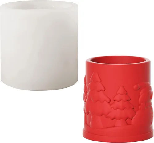 Miniatura 6 de BOOWAN NICOLE Molde de tapa de tarro de vela de concreto de Nochebuena, molde de silicona de cemento para suculentas, tapa de macetas, soporte