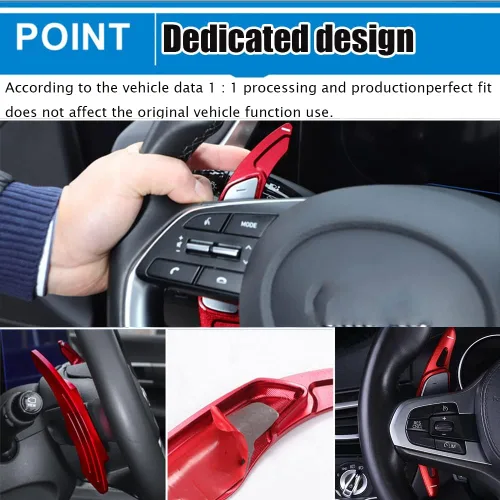 Miniatura 6 de Great-luck Extensiones de aluminio para palanca de cambios para volante, 2 unidades/juego (negro) para Tucson 2022 2023 Sonata 2020 2021 2022 2022