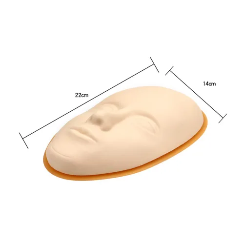 Miniatura 2 de 3 piezas 5D Facial Tattoo Skin Practice Head Silicone Fake Facial Training Skin con 1 base de soporte, delineador de ojos para cejas