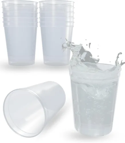Miniatura 79 de PartyPrints Paquete de 100 vasos de plástico en blanco reutilizables de 10 a 12 onzas, vasos de estadio a granel, sin BPA, aptos para lavavajillas