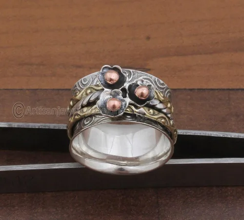 Miniatura 3 de Spinner Silver Ring, 925 Silver Ring, Handmade Silver Ring, Family Band Ring, Worry Silver Ring, Antique Silver Ring, Spinning Silver Rings, Gift