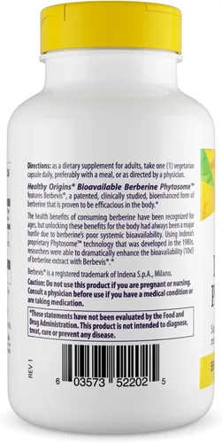 Miniatura 3 de Healthy Origins Fitosoma de berberina 550 mg, 120 cápsulas vegetales - Extracto de Berberis Aristata biodisponible - Apoya la salud metabólica